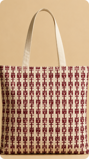 Canvas tote bag with red patterned embroidery