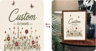 Custom floral artwork transformed into a framed printed tote bag